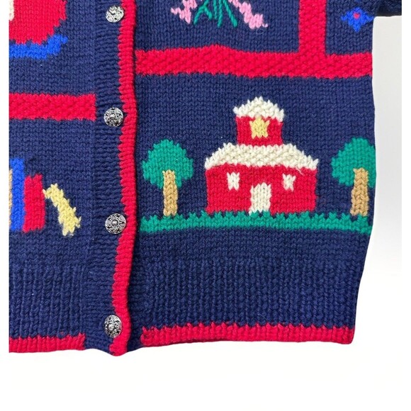 Vintage Kids Wool Cardigan by Shirley Lee | One of a Kind Folk Knit - Picture 2 of 5